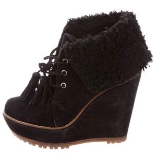 Mulberry Black Wedge Winter Booties